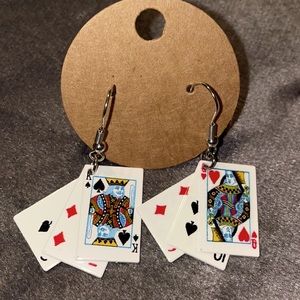 Casino Poker Black Jack Statement Pierced Earrings Be The Queen of Table!